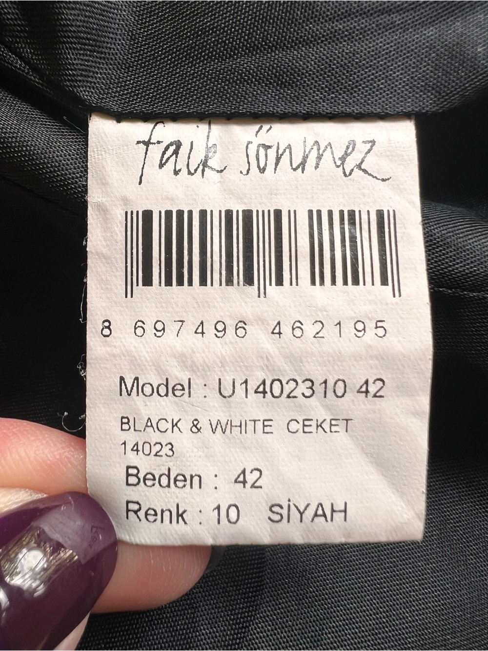 FAIK SÖNMEZ Black Ruffle Trim Tailored Blazer Jacket Size 42 - Picture 8 of 9